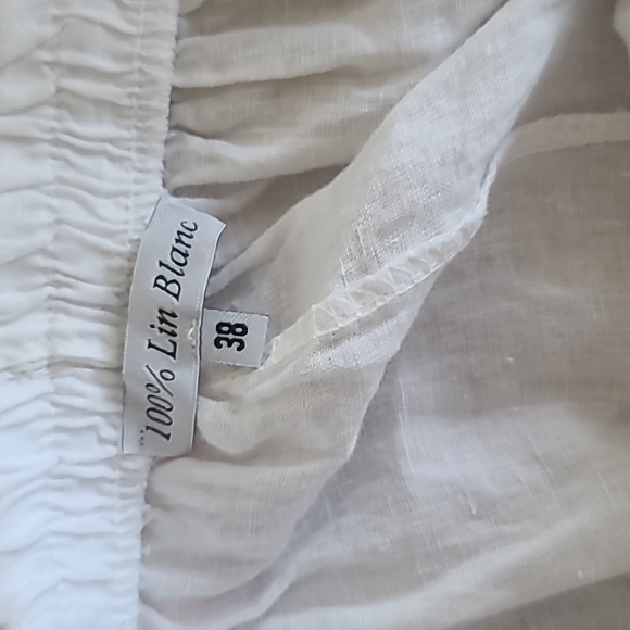 Lin Blanc white draw string cotton pants with patterned pockets - Picture 4 of 4